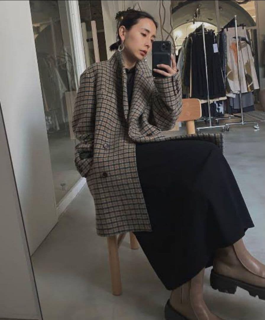 ジャケット・アウター Ameri CHECK ECO WOOL BIG JACKET