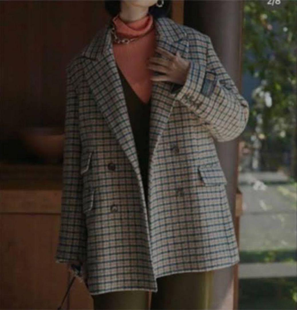 ジャケット・アウター Ameri CHECK ECO WOOL BIG JACKET