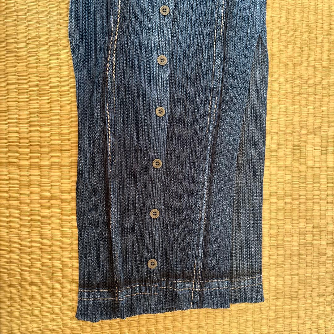 PLEATS PLEASE イッセイミヤケ デニム転写 カーディガン