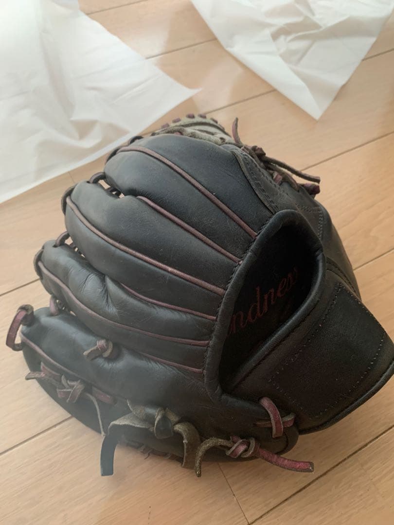 軟式グローブ 黒/紫/シルバー