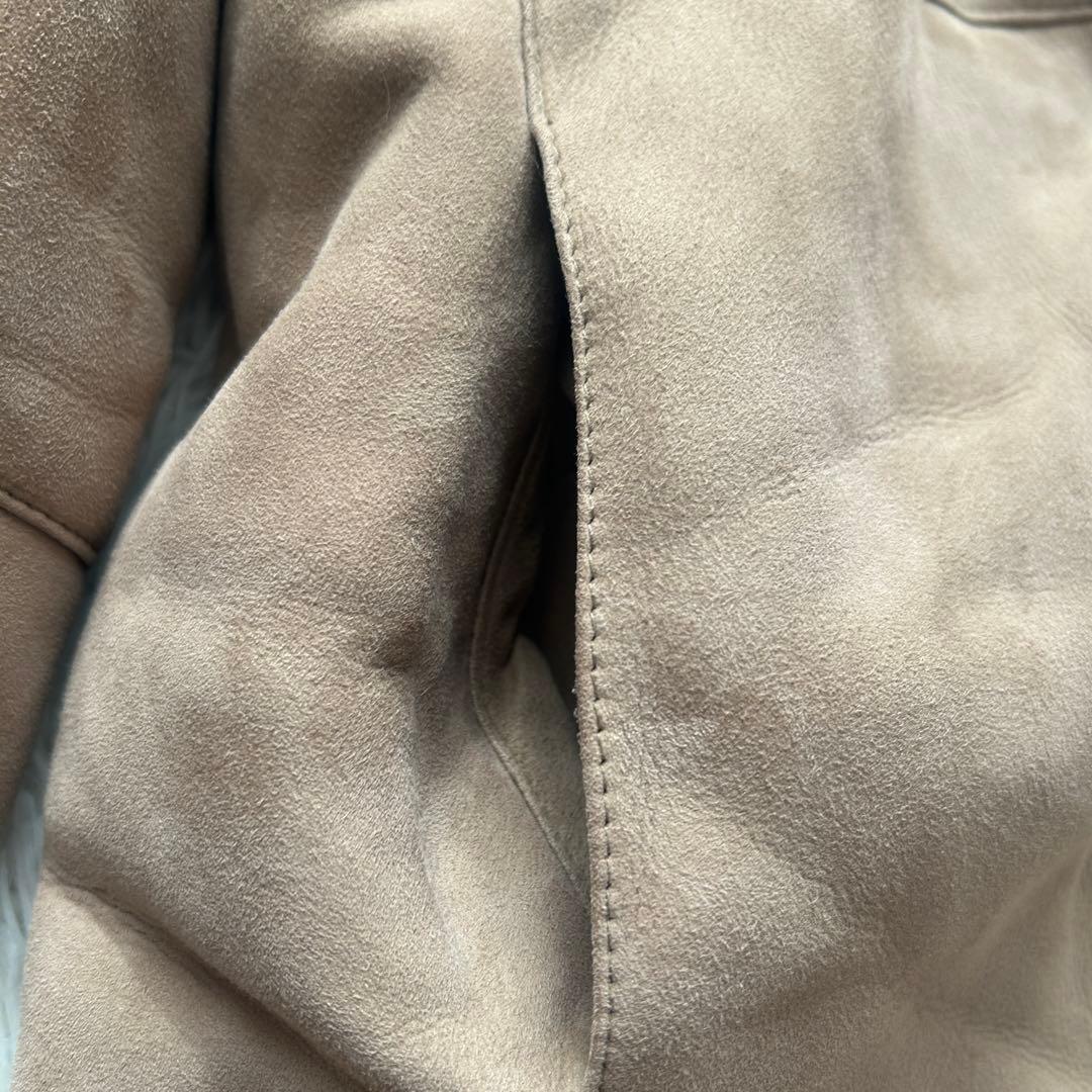 希少✨リアルムートンコート ロングコート フード レザーコート ベージュ フリー