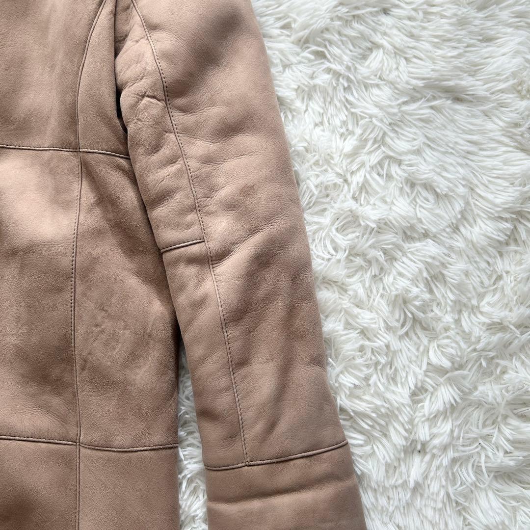 希少✨リアルムートンコート ロングコート フード レザーコート ベージュ フリー