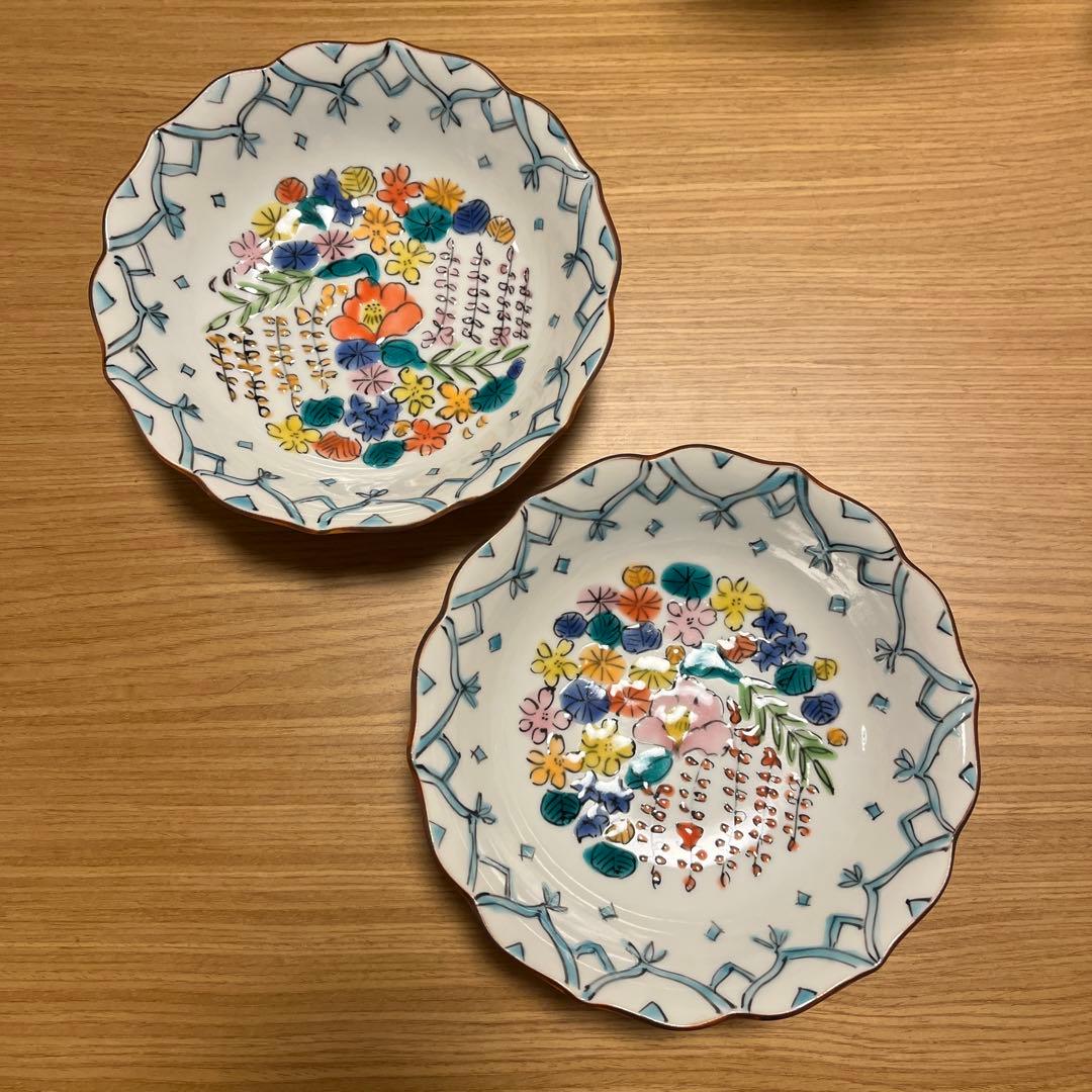 永井麻美子さん 九谷焼 百花手風 輪花浅鉢 2つセット