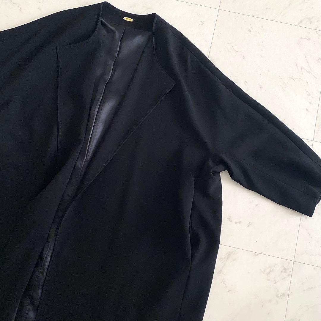 美品 ミューズドゥドゥーズィエムクラス トリアセノーカラーコート 黒 日本製