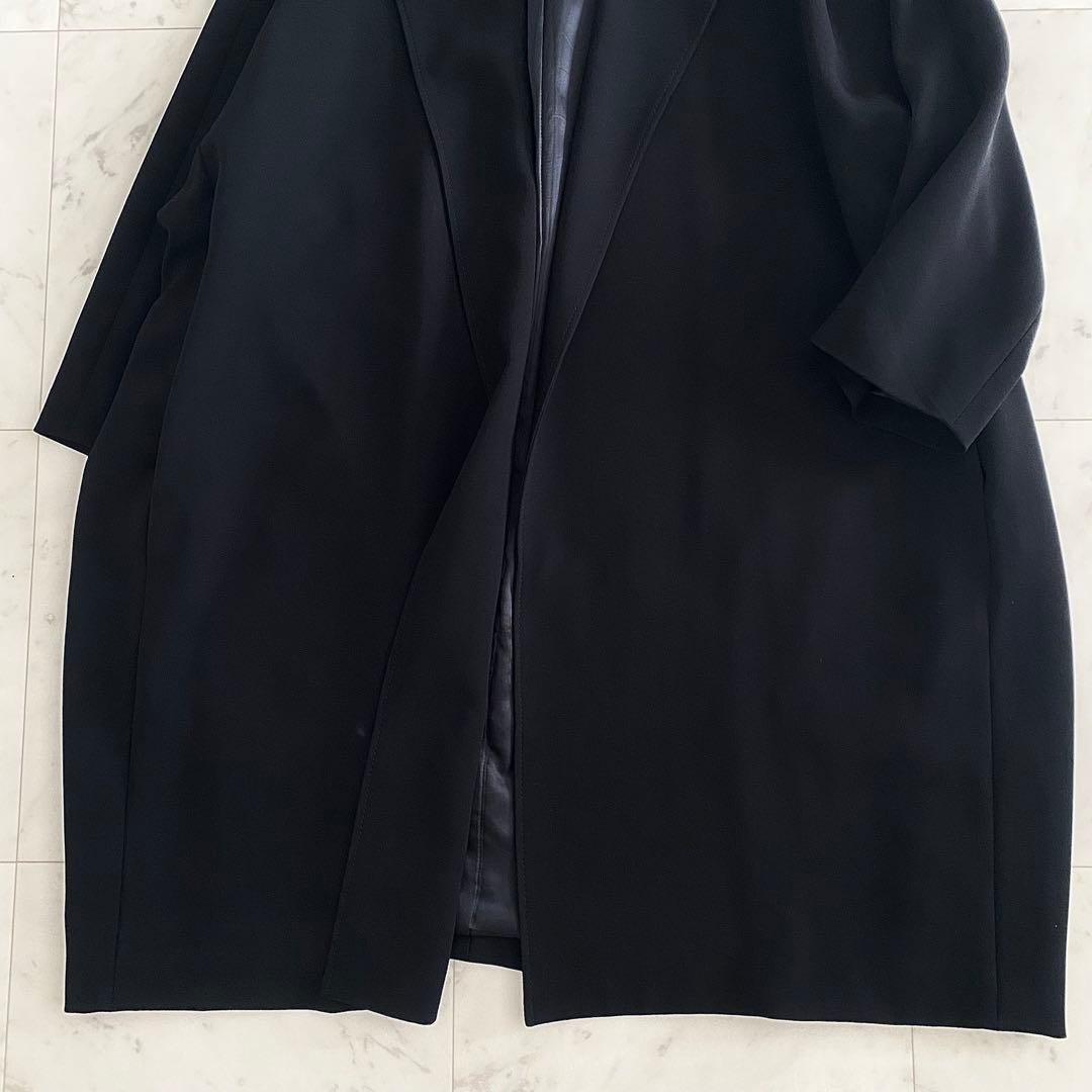 美品 ミューズドゥドゥーズィエムクラス トリアセノーカラーコート 黒 日本製