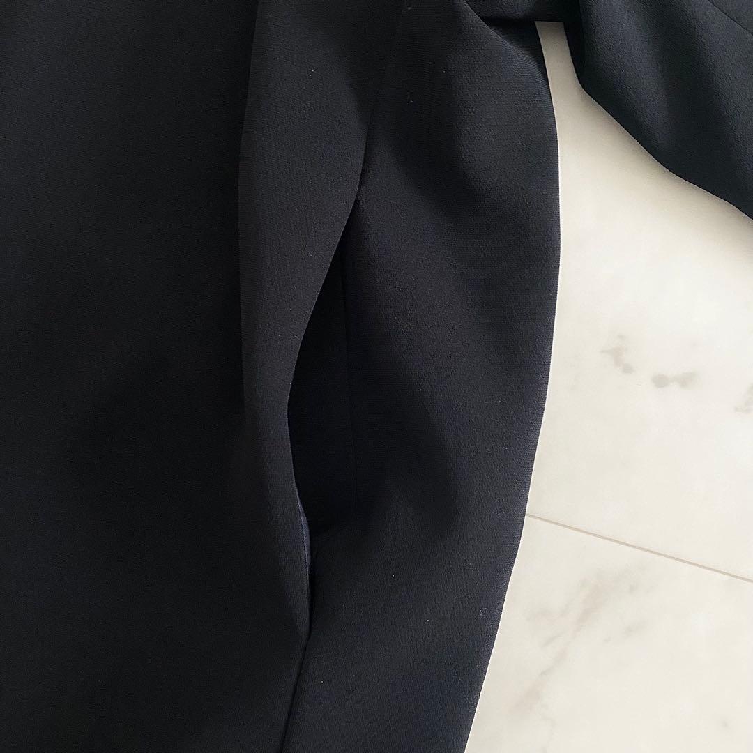 美品 ミューズドゥドゥーズィエムクラス トリアセノーカラーコート 黒 日本製