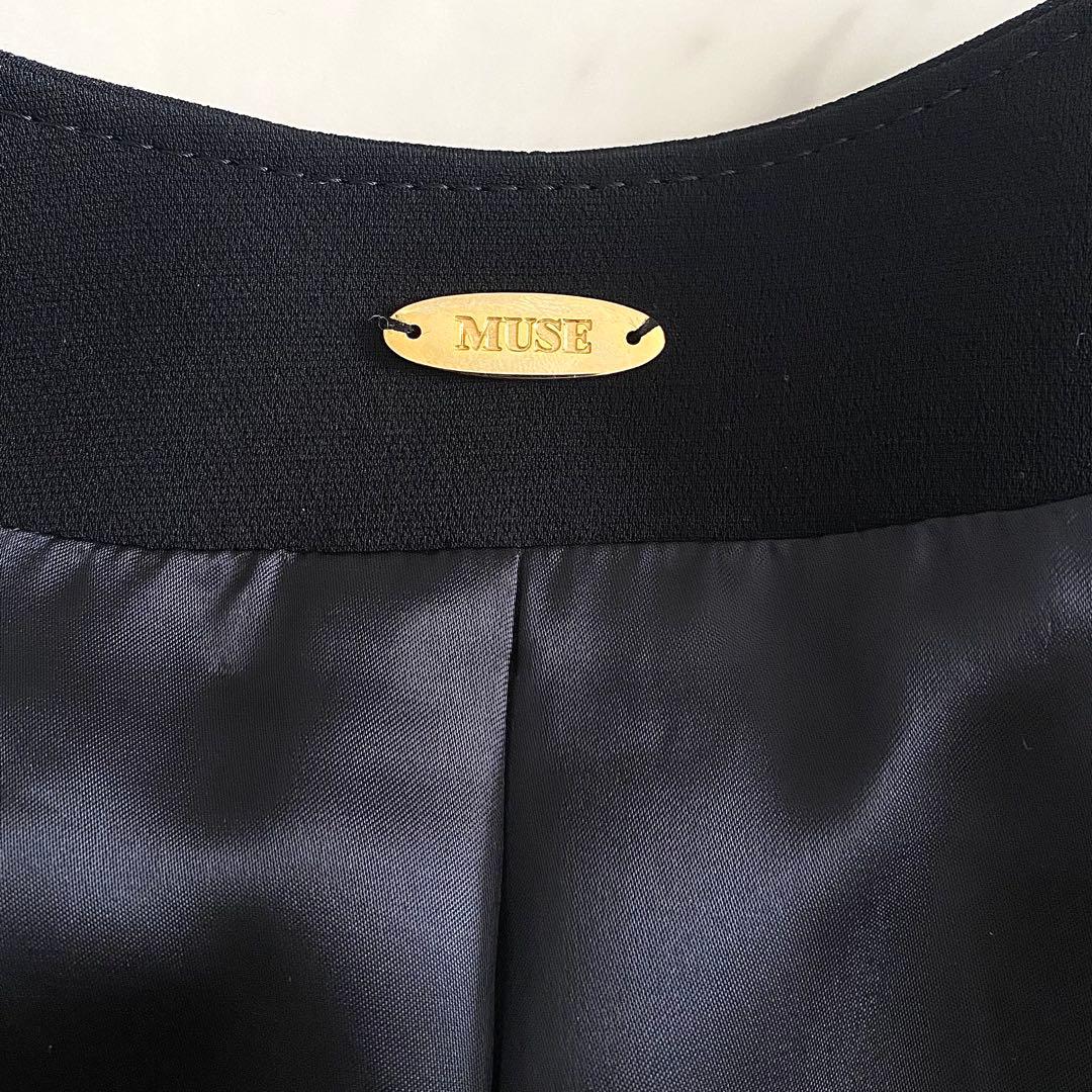 美品 ミューズドゥドゥーズィエムクラス トリアセノーカラーコート 黒 日本製