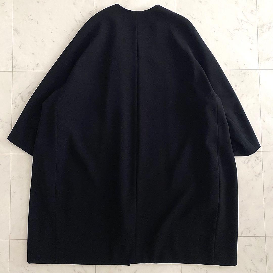 美品 ミューズドゥドゥーズィエムクラス トリアセノーカラーコート 黒 日本製