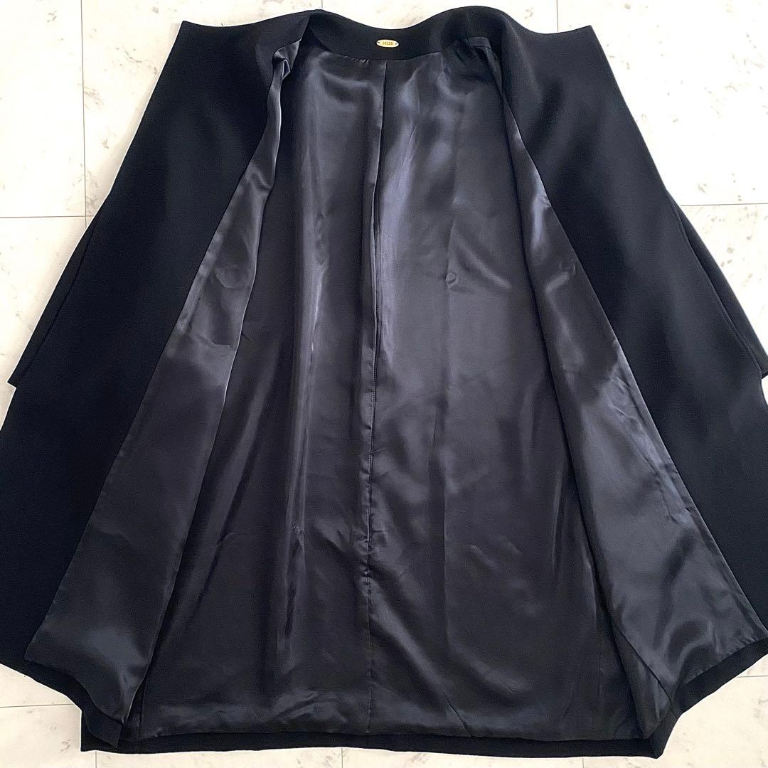 美品 ミューズドゥドゥーズィエムクラス トリアセノーカラーコート 黒 日本製