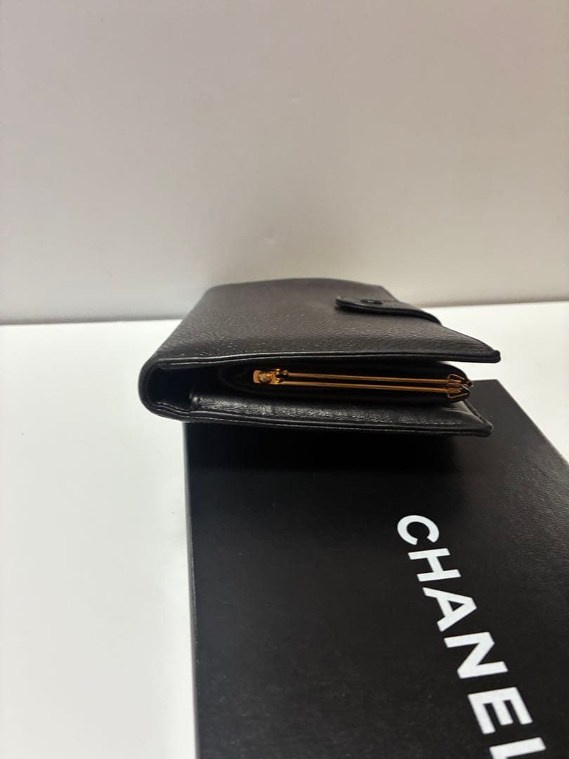シャネル ココマーク CHANEL キャビアスキン 長財布 訳あり