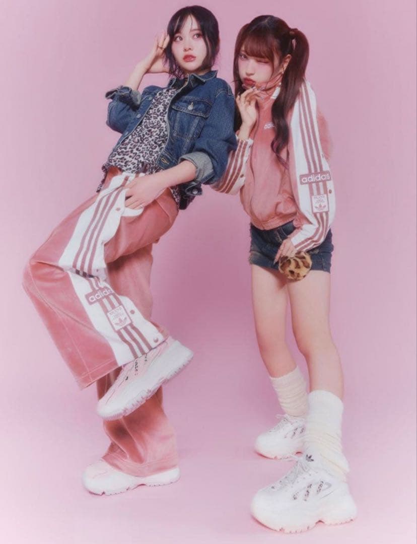 adidas ADIBREAK VELOUR ジャージ ピンク　重盛さと美