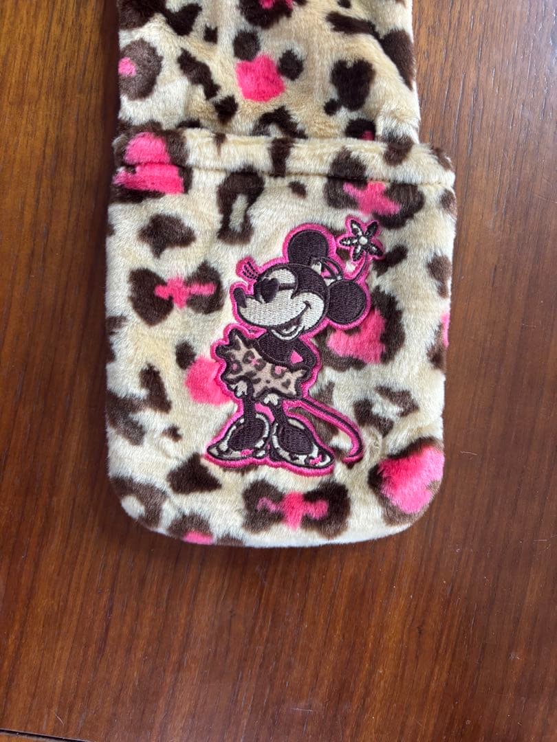 ミニーマウス ヒョウ柄 マフラー