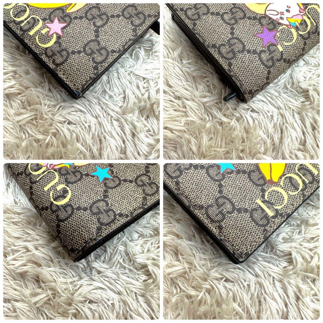 【美品】グッチ 二つ折り財布 ベージュ スプリーム ばにゃにゃ GG柄