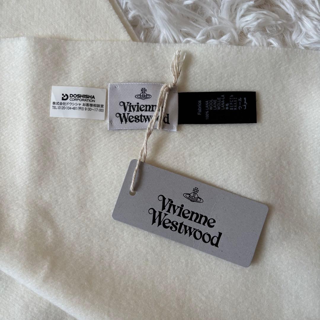 【新品】 Vivienne Westwood マフラー ウール ホワイト ロゴ