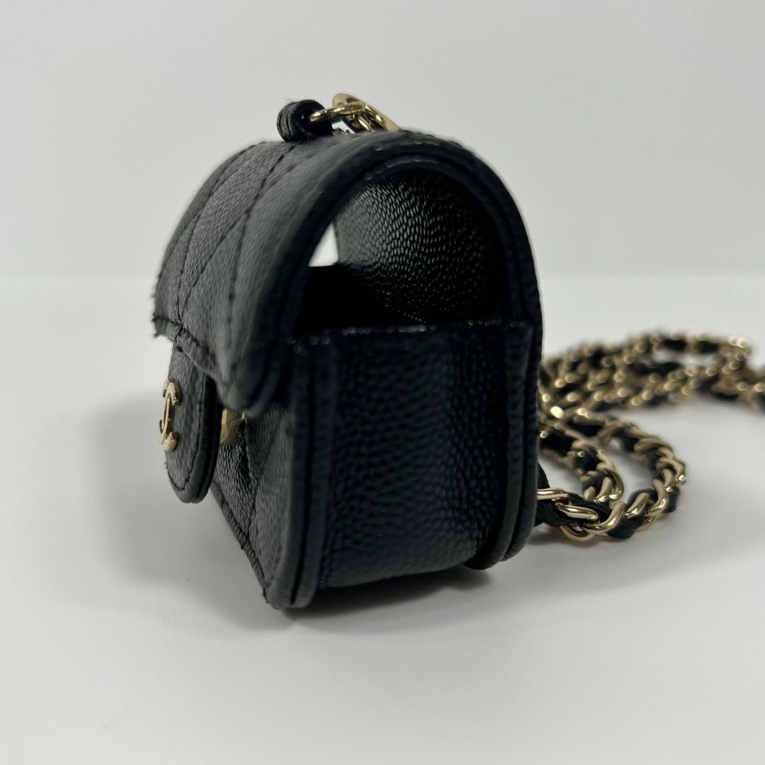 シャネル マトラッセ イヤホンケース キャビアスキン 黒 MBZ041