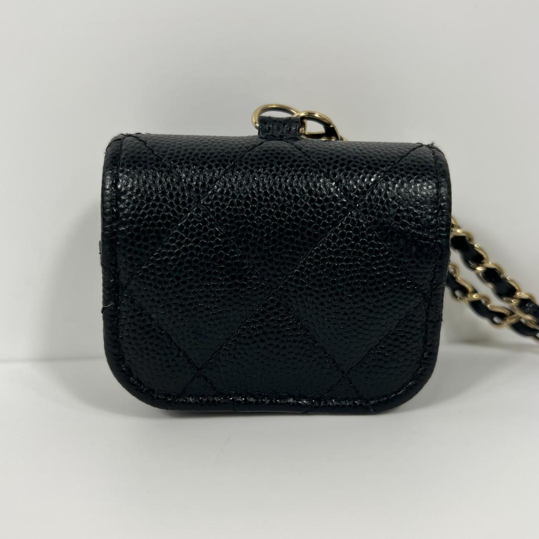 シャネル マトラッセ イヤホンケース キャビアスキン 黒 MBZ041