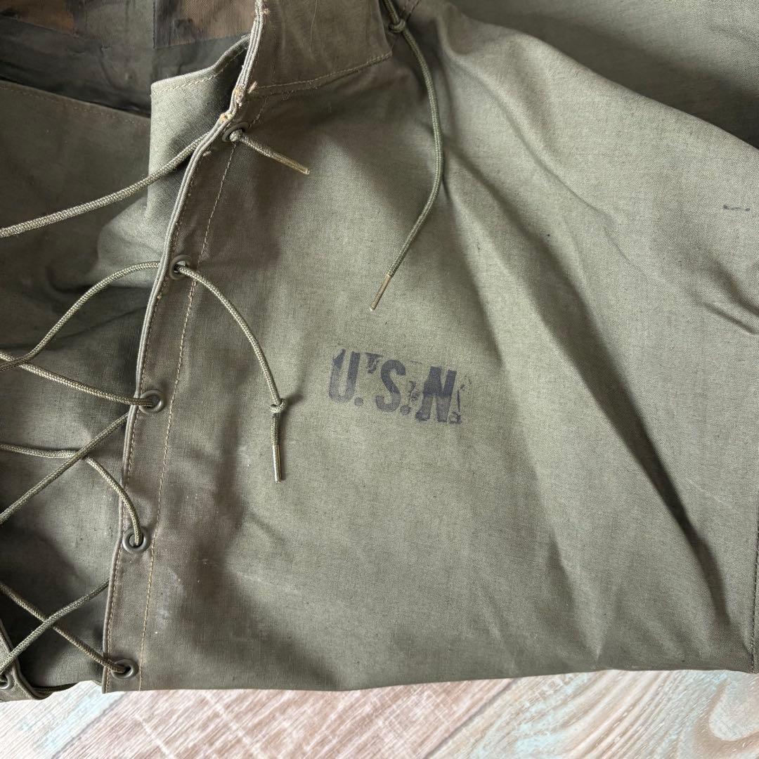 USN レインパーカー デッキパーカー プルオーバー ゴム引き XL相当