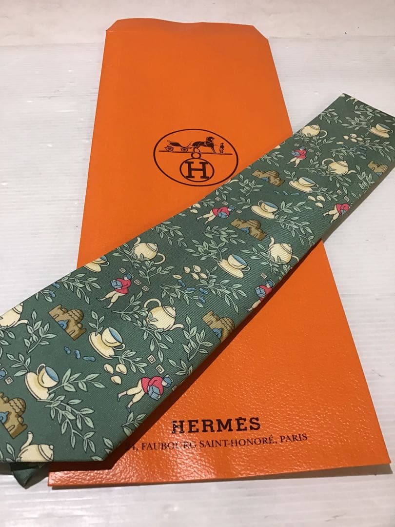 新品未使用 HERMES ネクタイ パステルカラー グリーン系