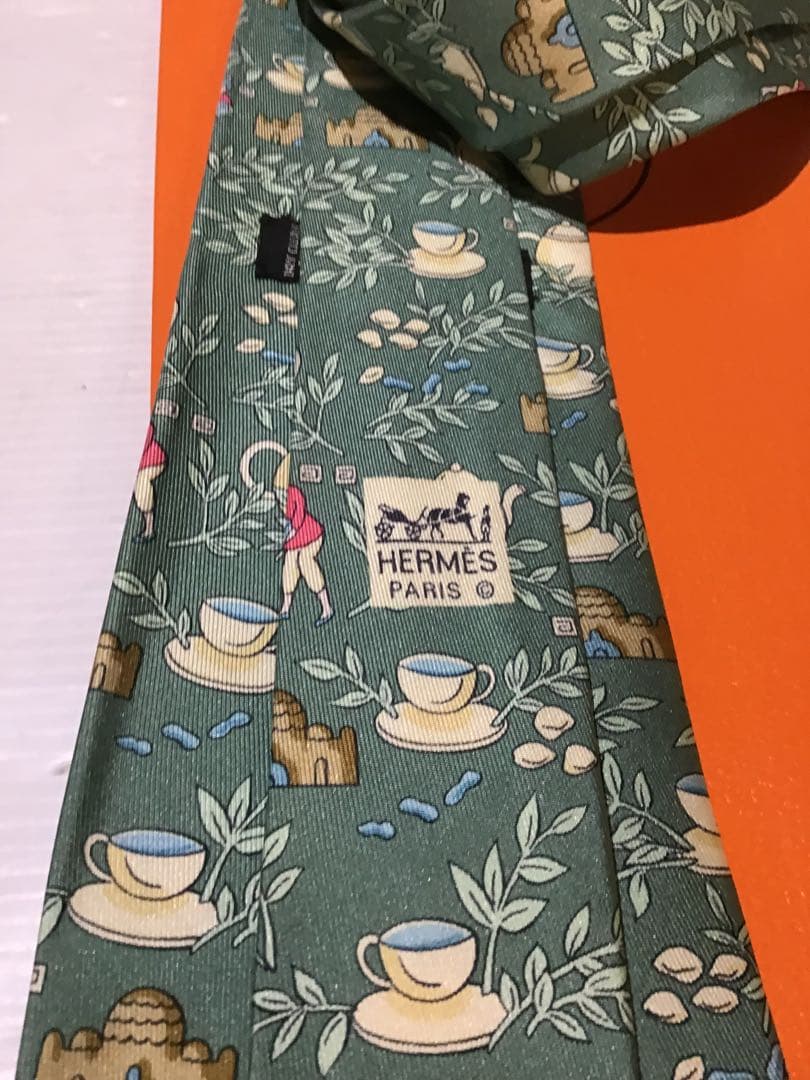 新品未使用 HERMES ネクタイ パステルカラー グリーン系