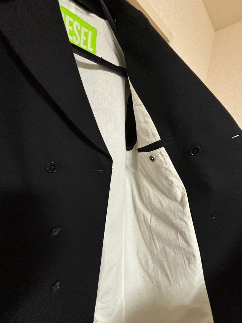 週末価格！DIESEL 黒ダブルブレストチェスターコート 極美品