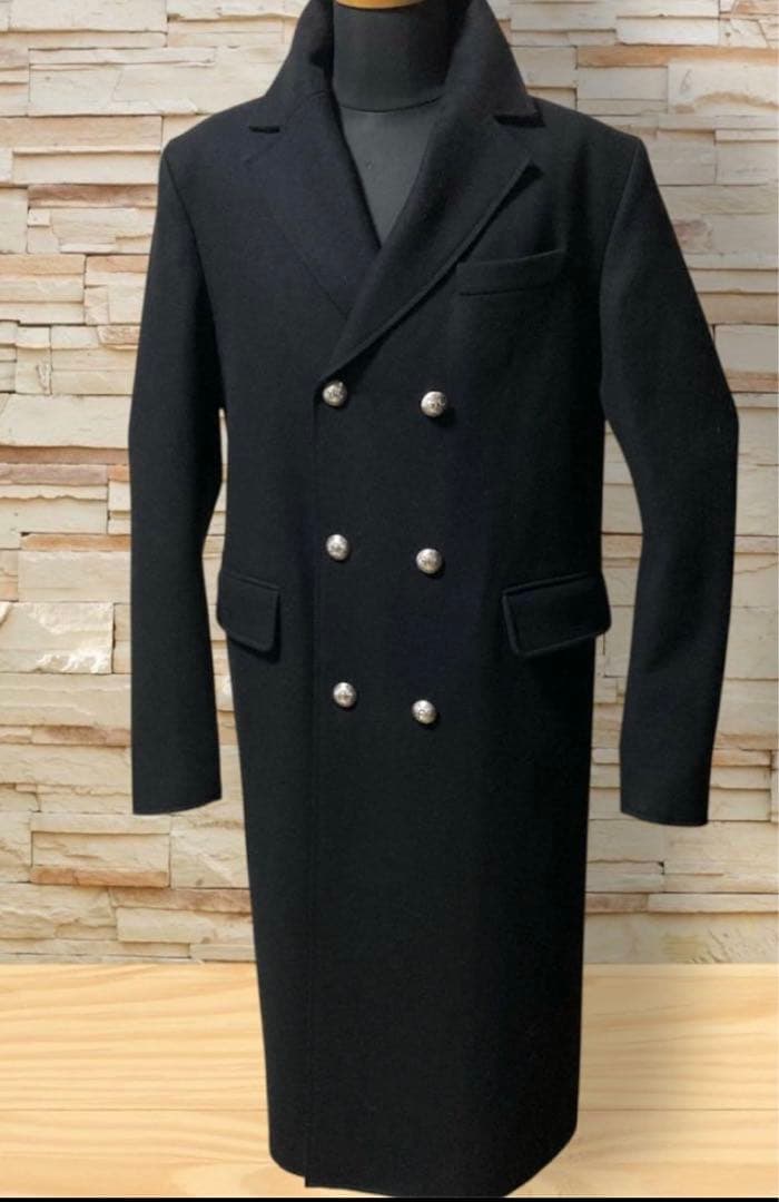 週末価格！DIESEL 黒ダブルブレストチェスターコート 極美品