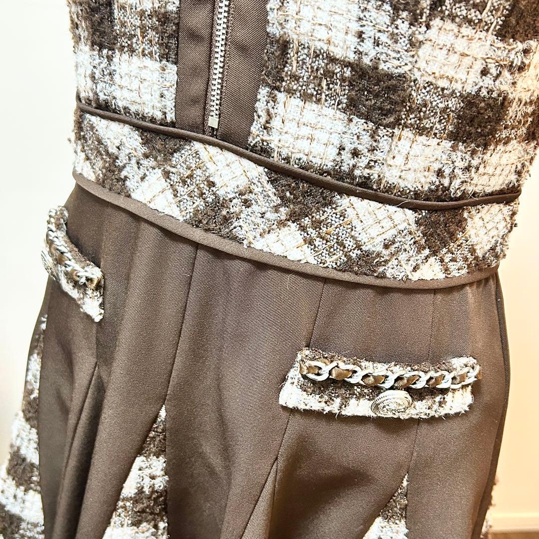 極美品！完売品！an ジップアップ　チェック　襟ノースリーブ フレアミニドレス