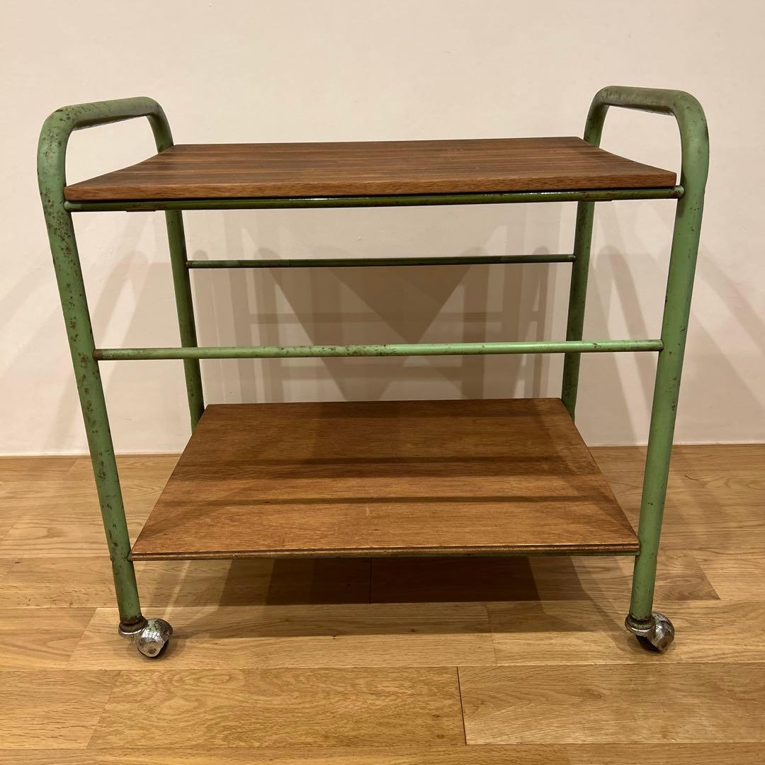 工業系アイアンキャスター付きワゴン　古家具　アンティーク　蚤の市　古道具