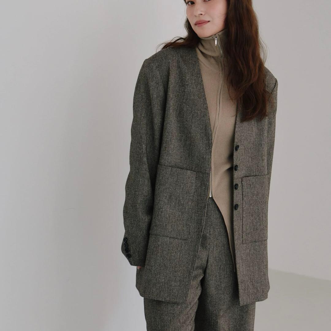 ジャケット・アウター HELLA 25AW silk nep collarless jacket