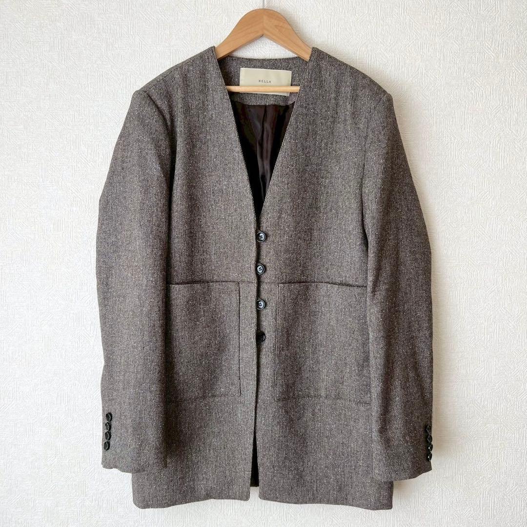 ジャケット・アウター HELLA 25AW silk nep collarless jacket