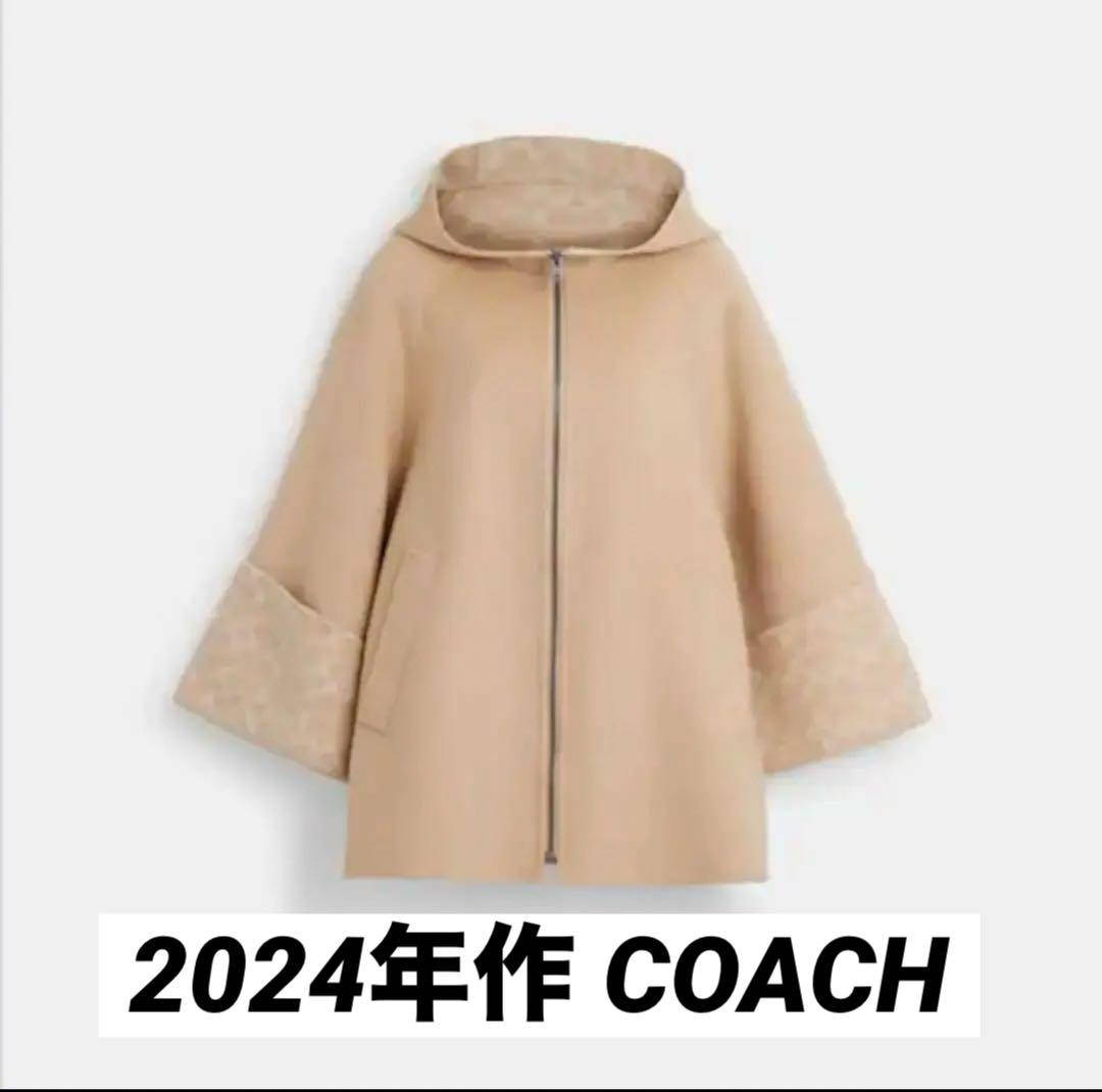 美品【COACH】1度のみ着用 ウール ケープ ポンチョ M/Ｌ