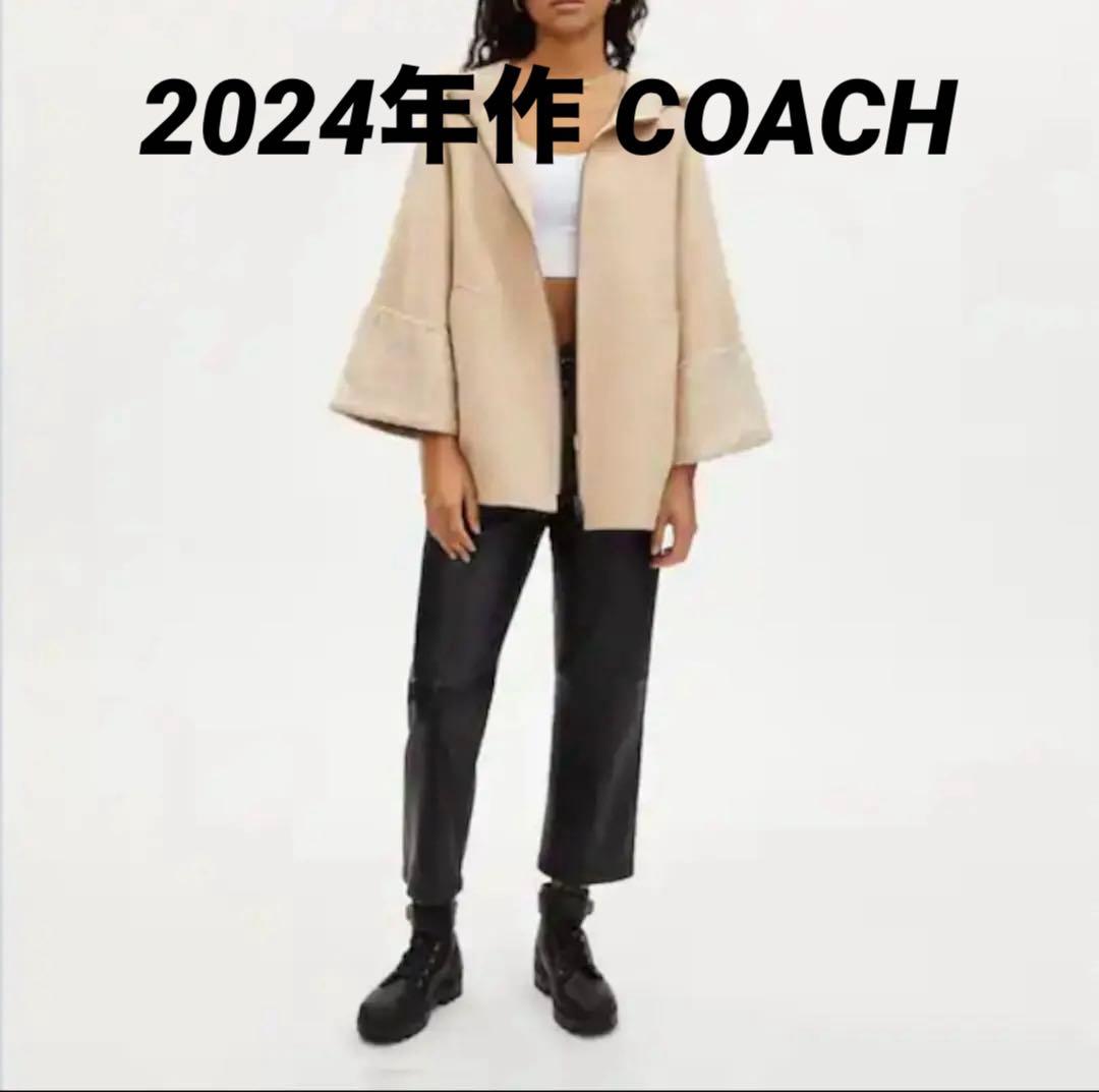 美品【COACH】1度のみ着用 ウール ケープ ポンチョ M/Ｌ