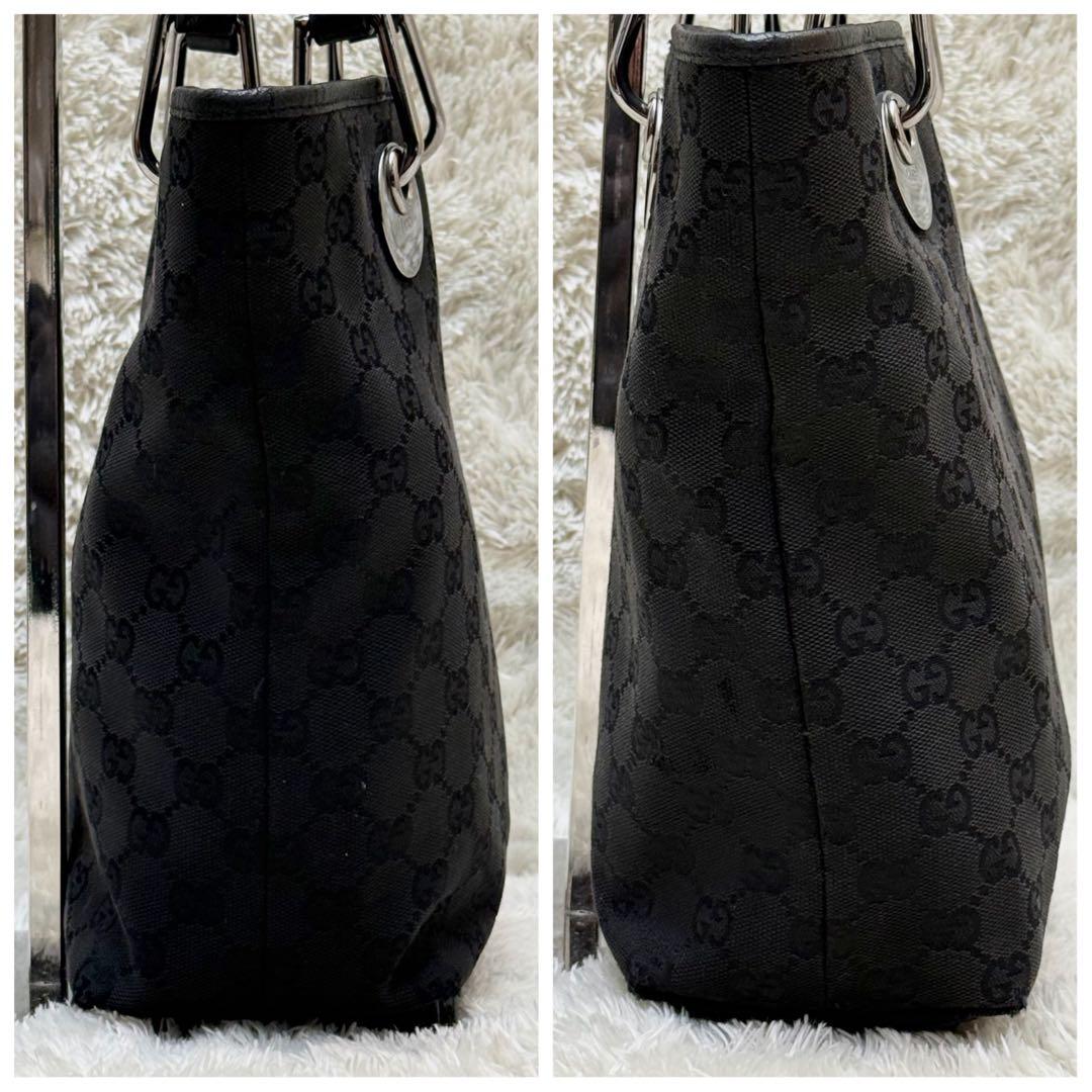 GUCCIグッチ GGキャンバス トートバッグ 金具 プレート 黒 120840