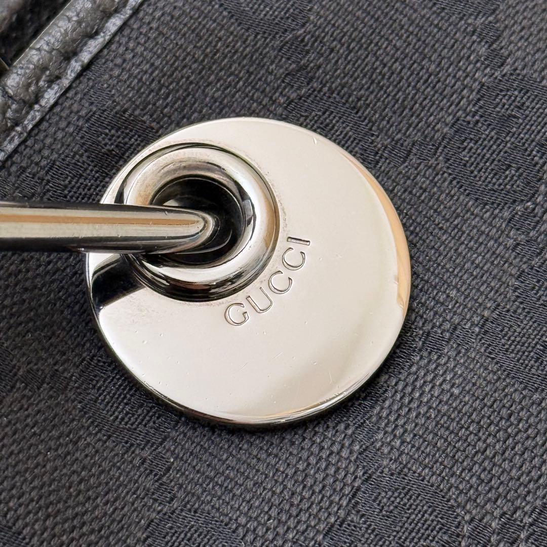 GUCCIグッチ GGキャンバス トートバッグ 金具 プレート 黒 120840