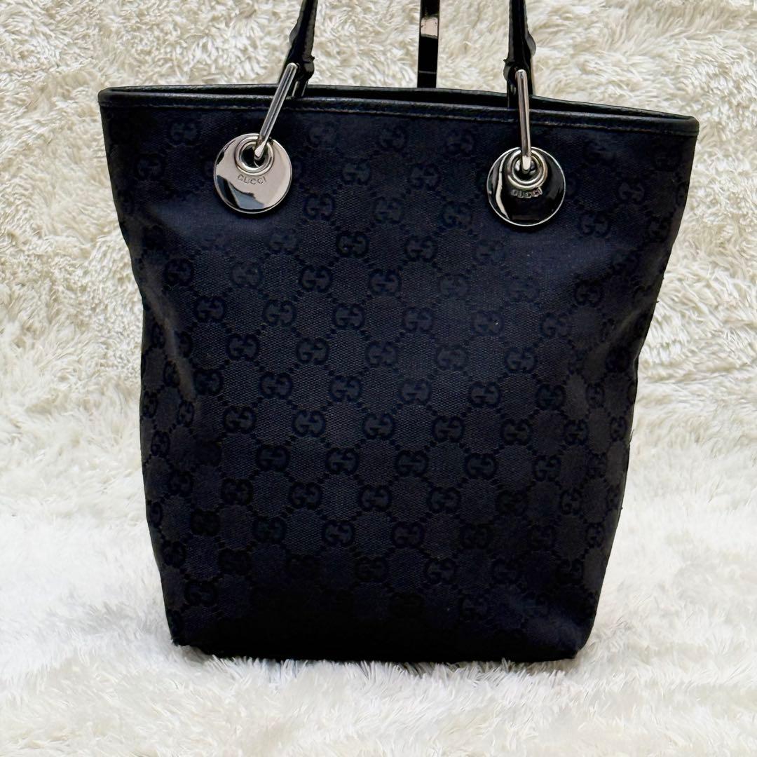 GUCCIグッチ GGキャンバス トートバッグ 金具 プレート 黒 120840
