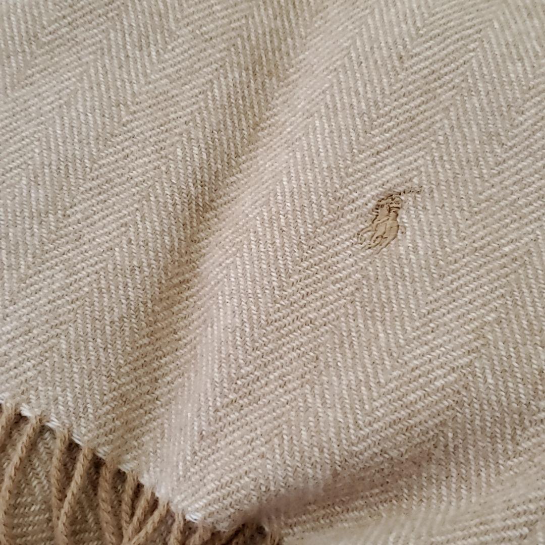 【新品】レア RALPH LAUREN ヘリンボーンひざ掛け ベージュ