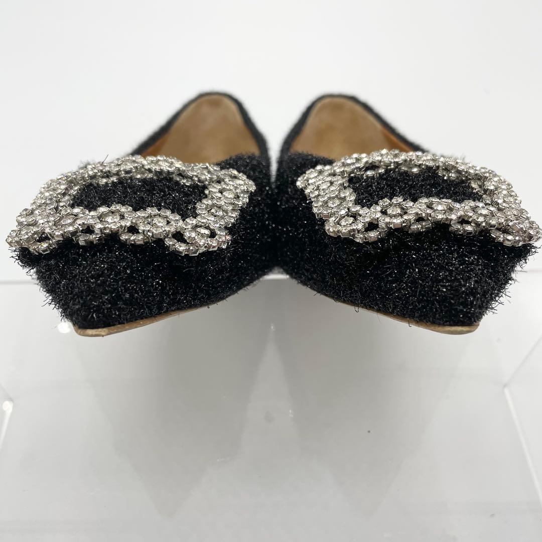 PIPPICHIC ピッピシック フラットシューズ ビジュー 黒 24.0cm