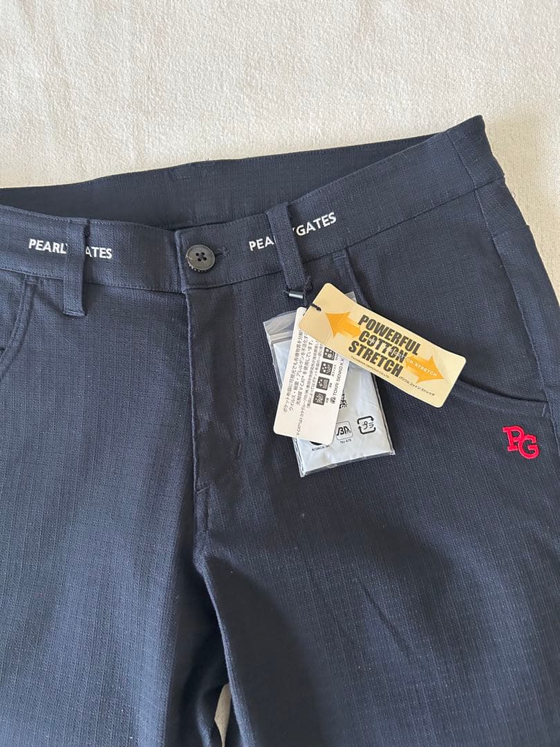新品 パーリーゲイツ パンツ ネイビー 濃紺 厚地