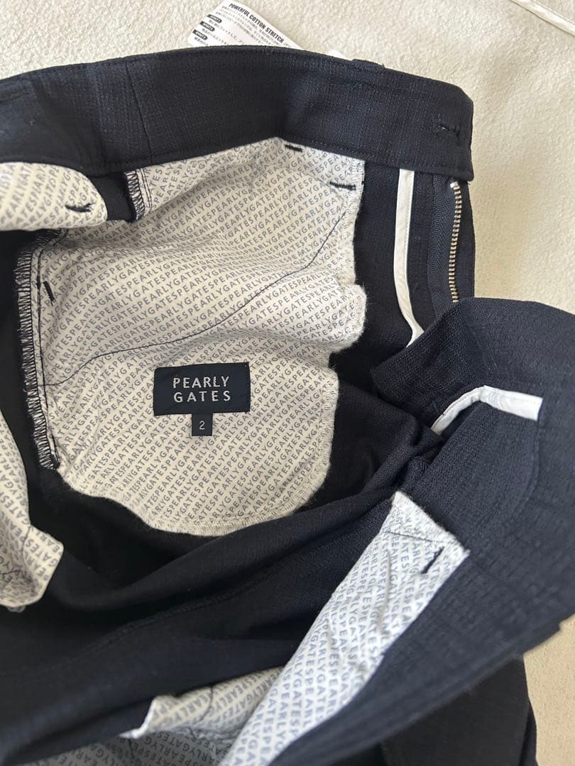 新品 パーリーゲイツ パンツ ネイビー 濃紺 厚地