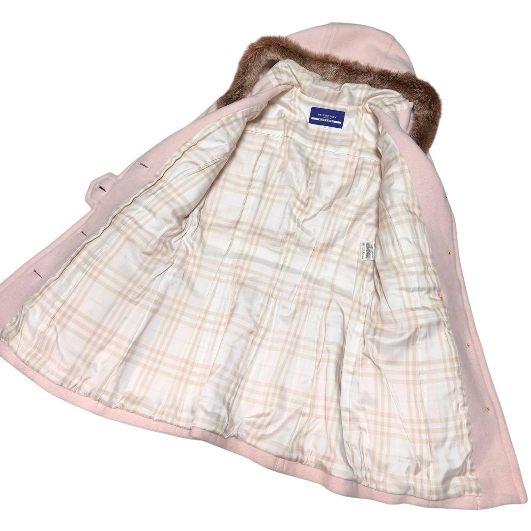 美品 BURBERRY バーバリ アンゴラ カシミヤ コート ノバチェック M