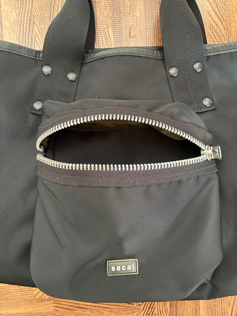 sacai ブラックトートバッグM