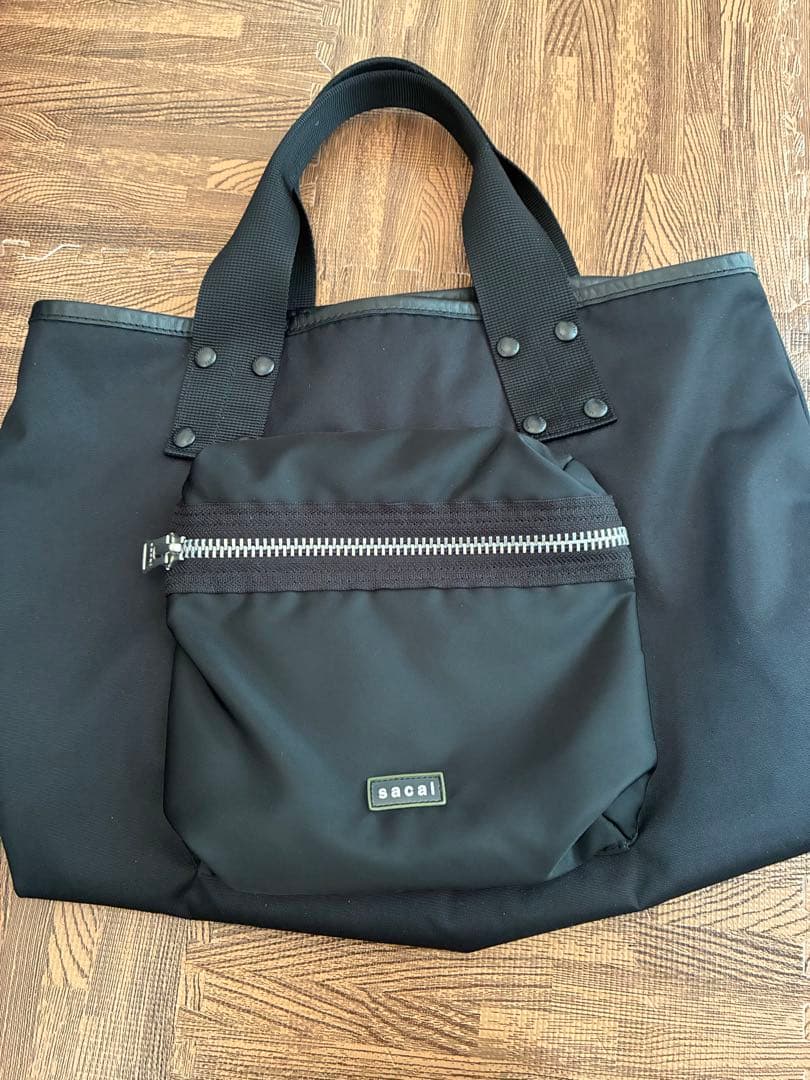 sacai ブラックトートバッグM