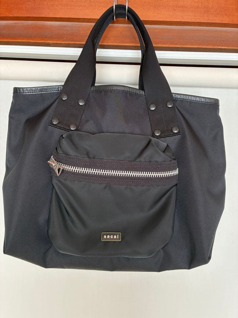 sacai ブラックトートバッグM