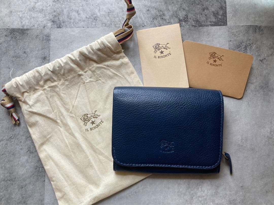 新品　イルビゾンテ　折りたたみ財布　ネイビー