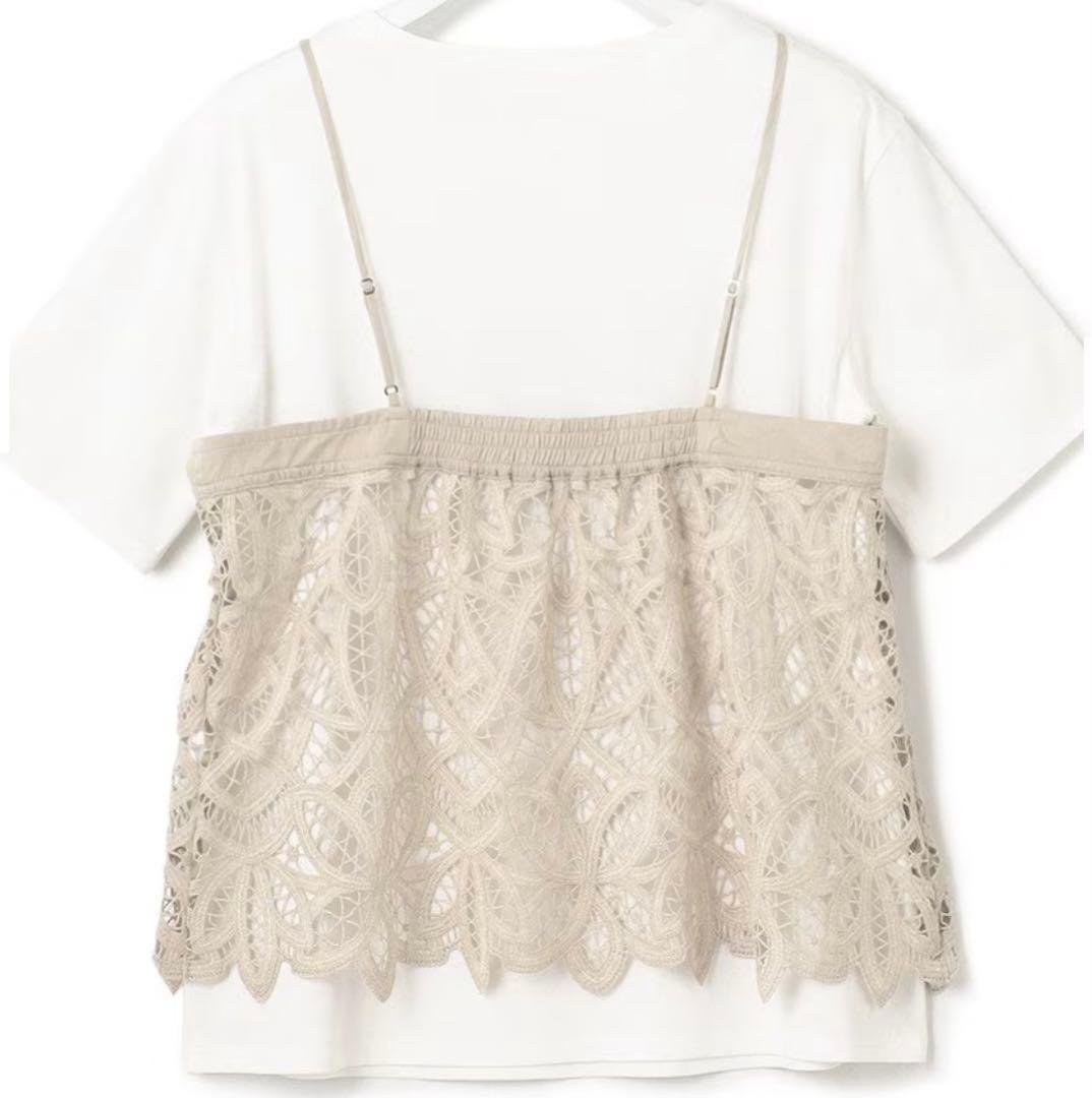 新品タグ付き！23区 レースキャミソール付き カットソー ホワイト