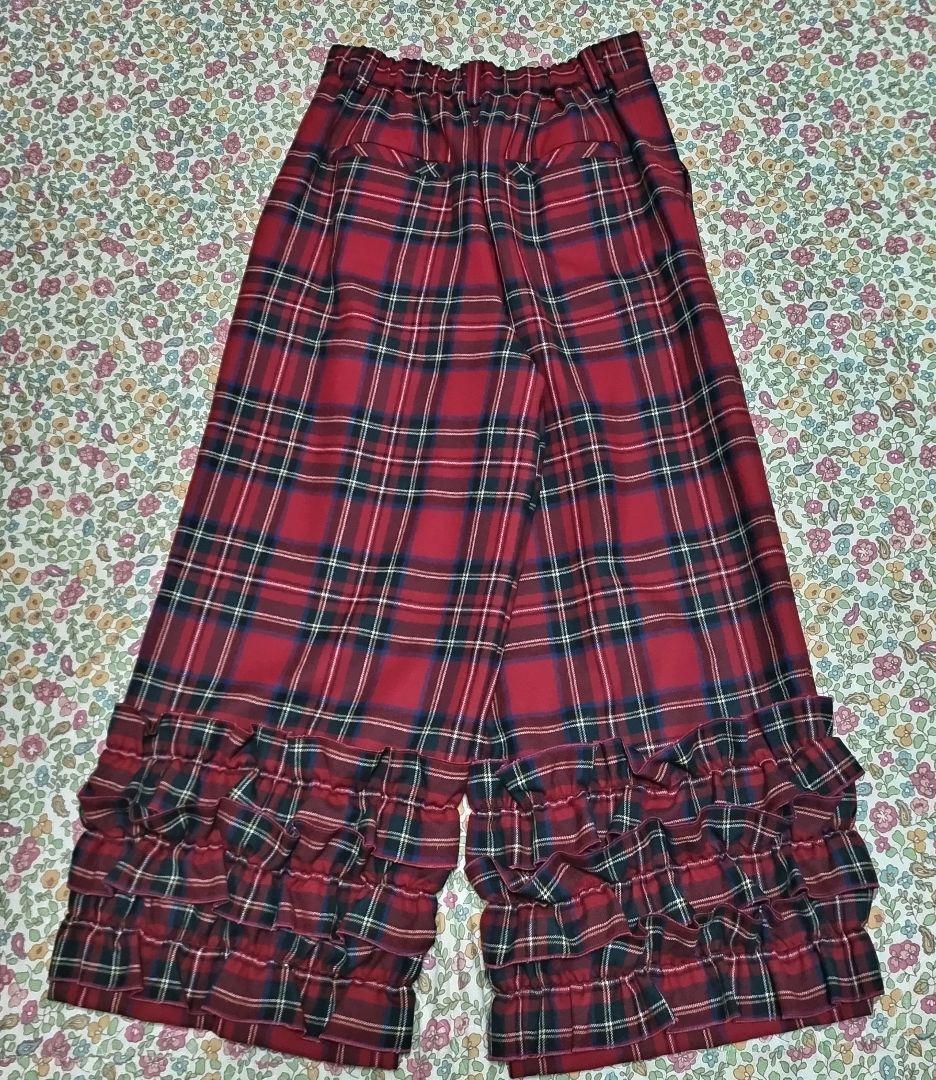 萌**様 ジェーンマープル　タータンチェックフリルトリムパンツ　新品