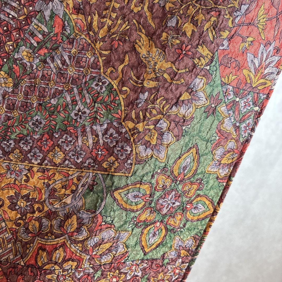 小紋　フルセット　着物　正絹　更紗　普段着物　深みカラー　大人シック　J1