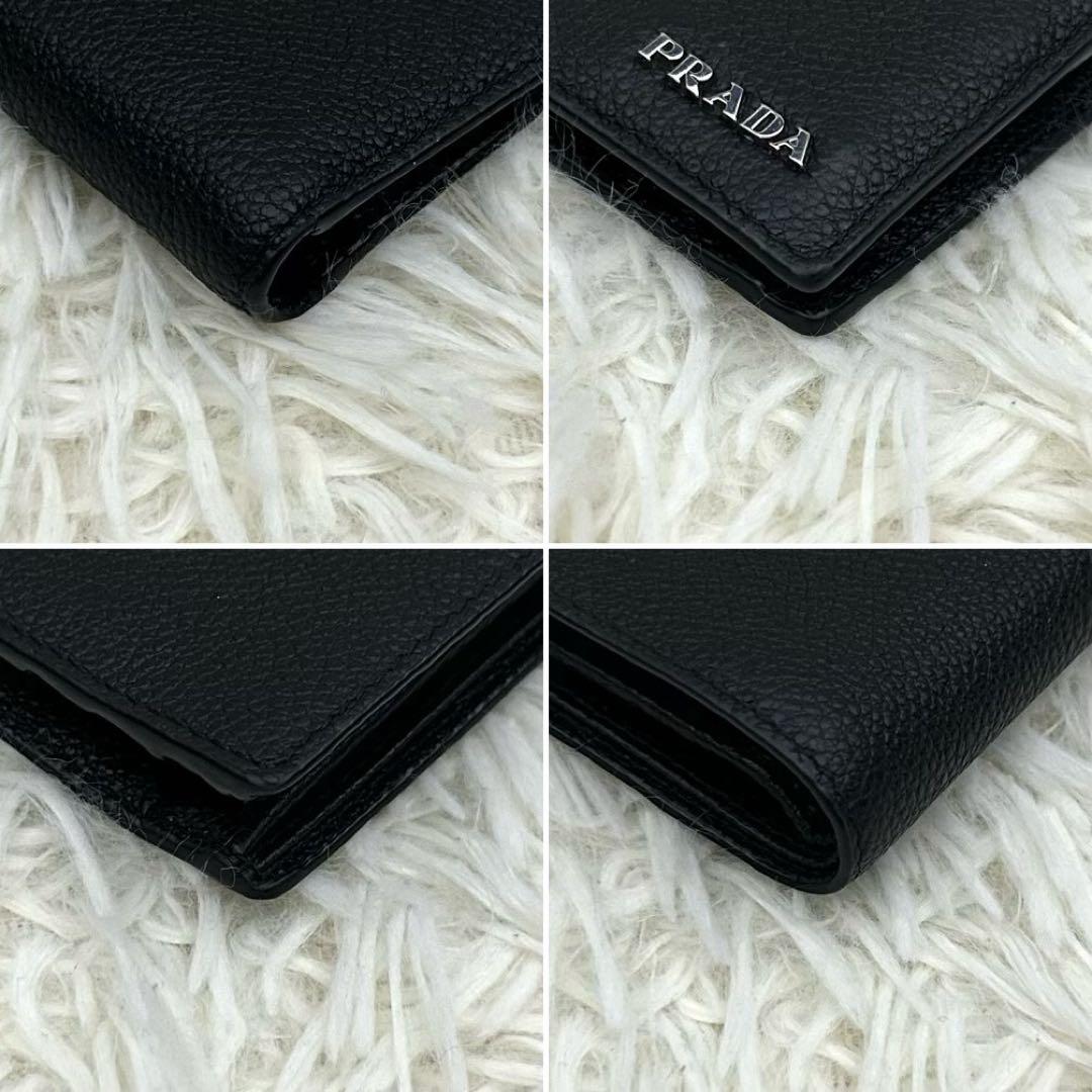 【未使用級】新型RFID PRADA シボ革 二つ折り財布