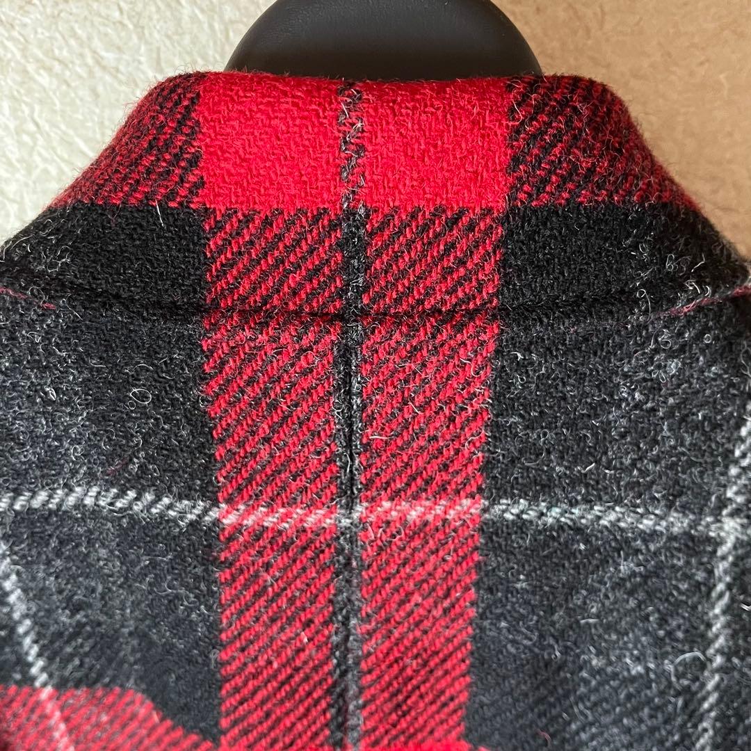 BEAMS BOYハリスツイードバルマカンコート 23FW レッドチェック