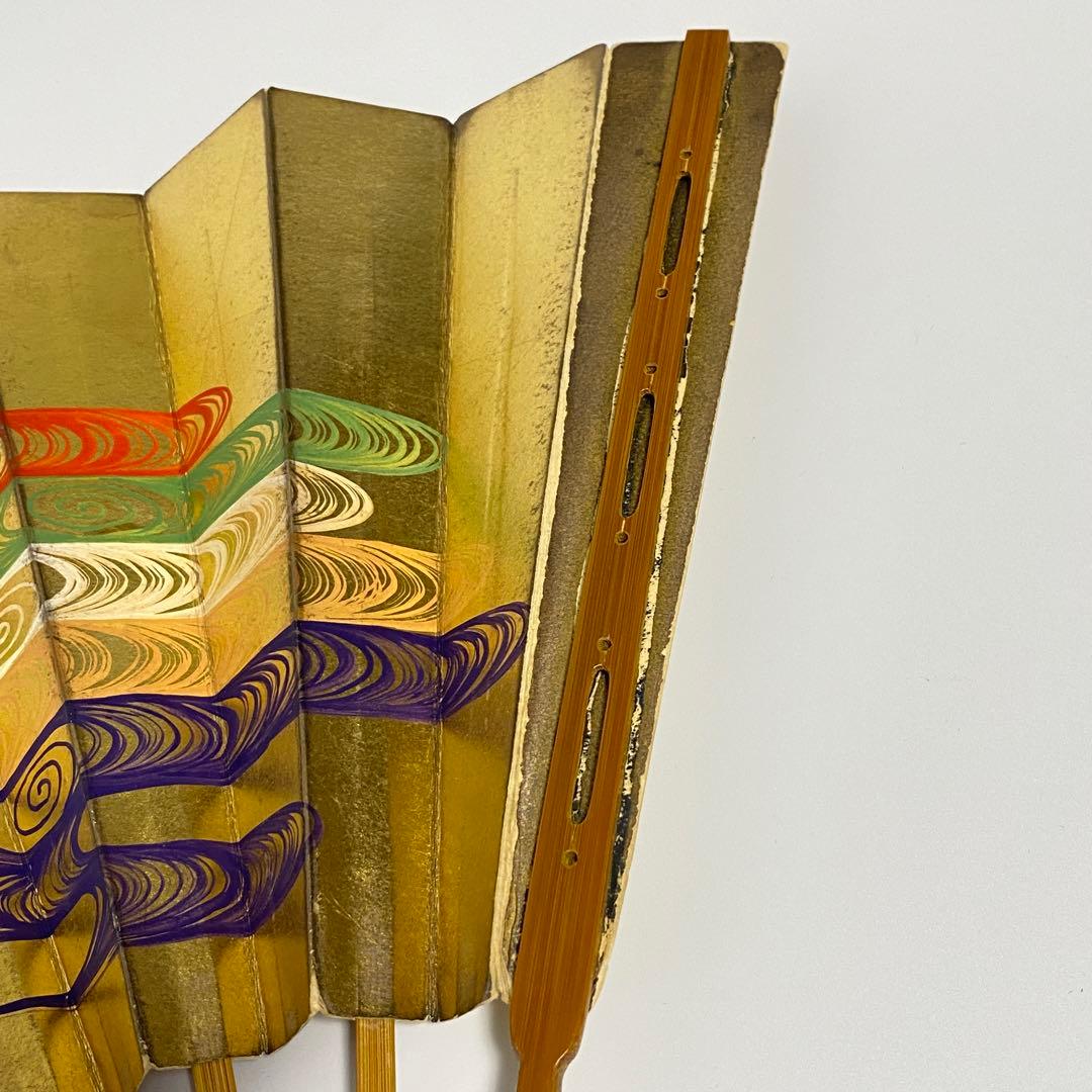 【51】舞扇子 十松屋福井扇鋪 紙箱 袋付 金赤緑青紫オレンジ白 霞雲