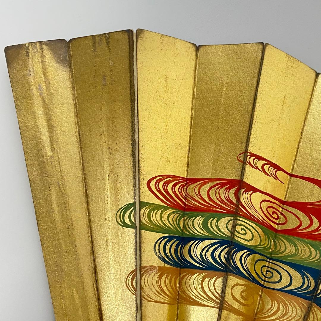 【51】舞扇子 十松屋福井扇鋪 紙箱 袋付 金赤緑青紫オレンジ白 霞雲